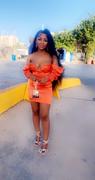 Miss Circle Zoya Orange Puff Sleeve Corset Satin Dress Review