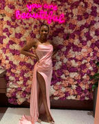 Miss Circle Holly Pink Crystallized Corset High Slit Satin Gown Review