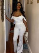 Miss Circle Sherlyn White Off Shoulder Flared Crepe Jumpsuit Review