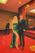 Miss Circle Holly Green Crystallized Corset High Slit Satin Gown Review