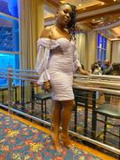Miss Circle Sirene Lavender Silk Pleated Off Shoulder Balloon Sleeves Dress Review