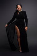 Miss Circle Zenaida Black Cutout High Slit Velvet Gown Review
