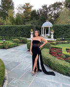 Miss Circle Priya Black Draping Corset High Slit Velvet Gown Review