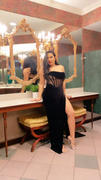 Miss Circle Priya Black Draping Corset High Slit Velvet Gown Review