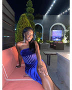 Miss Circle Priya Royal Blue Draping Corset High Slit Velvet Gown Review