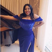 Miss Circle Priya Royal Blue Draping Corset High Slit Velvet Gown Review