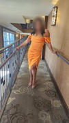 Miss Circle Wiley Orange Satin Off Shoulder Corset Dress Review