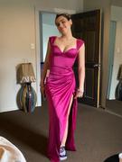 Miss Circle Zarah Fuchsia High Slit Corset Satin Dress Review
