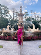 Miss Circle Zarah Fuchsia High Slit Corset Satin Dress Review