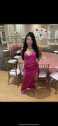 Miss Circle Zarah Fuchsia High Slit Corset Satin Dress Review