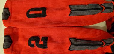 MadSportsStuff Red and Black Player ID Custom Number Over the Calf Socks for Softball Baseball Football Boys and Girls Review