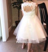 Misdress Ivory Lace Champagne Tulle Wedding Flower Girl Dress with Keyhole Back Review