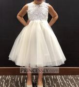 Misdress Ivory Lace Champagne Tulle Wedding Flower Girl Dress with Keyhole Back Review