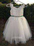 Misdress Ivory lace Tulle Spaghetti straps Wedding Flower Girl Dress with Beaded Belt Review