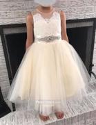Misdress Champagne Lace Tulle Sheer Back Wedding Flower Girl Dress with Beaded Belt Review