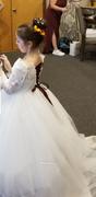 Misdress Off Shoulder Long Sleeves Beaded Lace Tulle Wedding Flower Girl Dress with Train Review