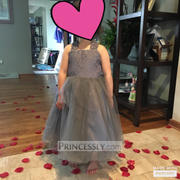 Misdress Backless Gray Lace Tulle Flower Girl Dress with Big Bow Review