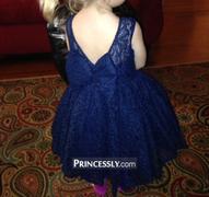 Misdress Navy Blue Lace Flower Girl Dress with V back and big bow Review