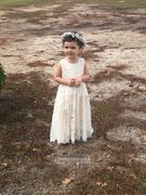Misdress Ivory Lace Champagne lining Flower Girl Dress with silver sash Review