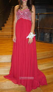 Misdress Wine Red Burgundy Chiffon Bridesmaid Dress Prom Dress Strapless Beaded Dress Review