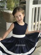 Misdress Navy Blue Satin Ivory Stripes Flower Girl Dress Review