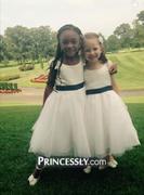 Misdress Ivory Lace Cap Sleeves Tulle Flower Girl Dress with ivory sash Review