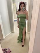 Moda Glam Boutique Natalia Off-the-Shoulder Gown- Sage Review
