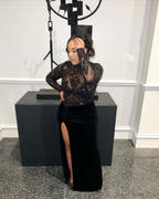 Moda Glam Boutique Onyx Sheer Sequin and Velvet Gown- Black Review