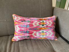 my little wish IKAT cushion cover -  Pink with Yellow Piping - Velvet - 30 x 50 cm Review
