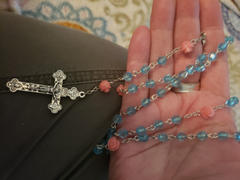 Christian Catholic Shop Turquoise Pink Rose Rosary by Risen Rosaries Review