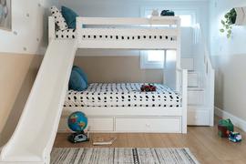 Maxtrix Kids Medium Twin over Full Bunk Bed with Stairs and Trundle Drawer Review