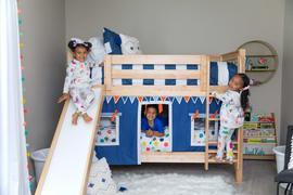 Maxtrix Kids Twin Low Bunk Bed with Slide and Straight Ladder on End Review