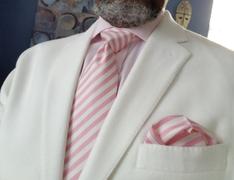 Paul Malone Pink and Cream Silk Tie, Pocket Square and Cufflinks Set Review