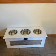 The Lovemade Home Three Bowl Large Size Elevated Dog Feeder with Storage in White with a Cedar Look Front (W-cedar | 3 bowl 14”) Review