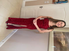 Oh Hello Clothing Myra Square Neck Gown | Red Sequin Review