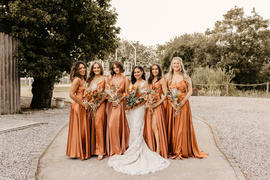 Oh Hello Clothing Rio Soft Satin Gown | Sunset Orange Review