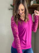 Closet Candy Boutique CBRAND Love in the Air Lace Long Sleeve Top - Magenta Review