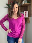 Closet Candy Boutique CBRAND Love in the Air Lace Long Sleeve Top - Magenta Review