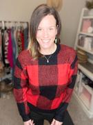 Closet Candy Boutique CBRAND Silver Linings Buffalo Plaid Sweater - Red Review