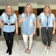 Closet Candy Boutique Easy Going Chambray Top - Light Wash Review