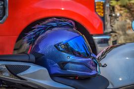 Moto Loot Motorcycle Helmet Mohawk - Blue, Black and Purple Review