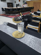 tableclothsfactory.com 5 Pack Silver Metallic Shiny Glittered Spandex Chair Sashes For Wedding Party Review