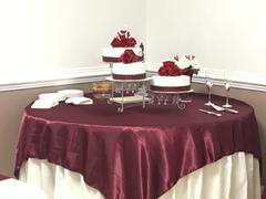 tableclothsfactory.com 72 x 72 Burgundy Seamless Satin Square Tablecloth Overlay Review