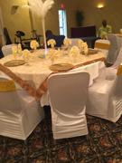 tableclothsfactory.com 72 x 72 Gold Satin Edge Embroidered Sheer Organza Square Table Overlay Review