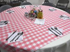 tableclothsfactory.com Buffalo Plaid Tablecloth | 54x54 Square | White/Rose Quartz | Checkered Gingham Polyester Tablecloth Review
