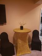 tableclothsfactory.com Gold Metallic Shiny Glittered Spandex Cocktail Table Cover Review