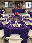 tableclothsfactory.com 132 Purple Grandiose Rosette 3D Satin Round Tablecloth Review
