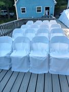 tableclothsfactory.com White Polyester Round Back Folding Chair Covers, Reusable or 1x Use Chair Covers Review