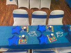 tableclothsfactory.com 5 Pack | Royal Blue Spandex Stretch Chair Sashes with Silver Diamond Ring Slide Buckle | 5x14 Review