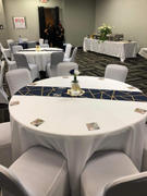 tableclothsfactory.com 60x102 White Rectangle Polyester Tablecloth With Gold Foil Geometric Pattern Review